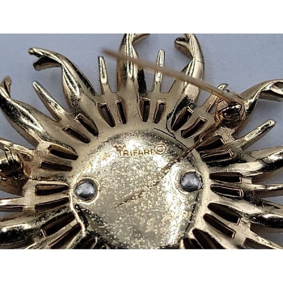 Crown Trifari Alfred Philippe Brooch Invisible Set Blue Sunburst RARE BROOCH - Picture 14 of 16